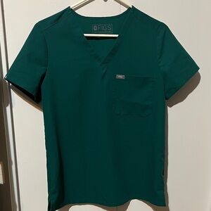 Figs Green V-Neck Top short sleeve